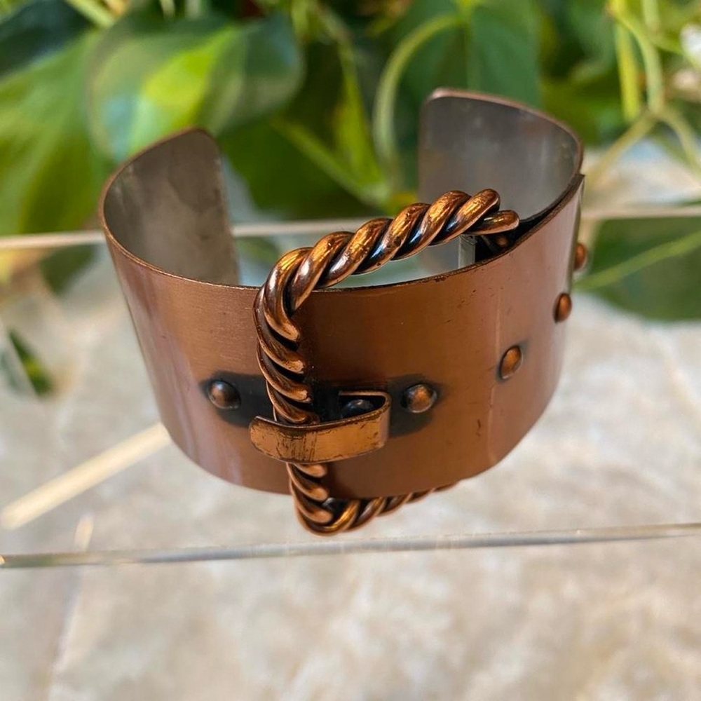 Vintage 60s Copper Buckle Cuff Bracelet